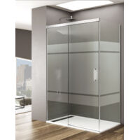 Cabine Paroi de douche d'angle 1+1 ALLSTONE BASIC Avec côté fixe, Sans profil inférieur, 5 couleurs de profilés, 2 types de verre 6mm en aluminium profil Chrome 100x70 cm verre Sérigraphié