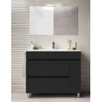 Ensemble de salle de bain Caprera 2 tiroirs et une porte - 9 couleurs différentes - 15 dimensions - Avec meubles, lavabo et miroir - Graphite 70x45Cm