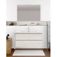 Ensemble de salle de bain Ibiza avec 2 tiroirs - 8 couleurs différentes - 15 dimensions - Avec meubles, lavabo et miroir - Blanc Nordique 60x35Cm