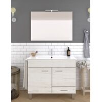 Ensemble de salle de bain Samos 2 portes et 1 tiroir - 9 couleurs différentes - 15 dimensions - Avec meubles, lavabo et miroir - Blanc Nordique 80x45Cm