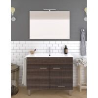 Ensemble de salle de bain Samos 2 portes et 1 tiroir - 9 couleurs différentes - 15 dimensions - Avec meubles, lavabo et miroir - Fresne tea 80x40Cm