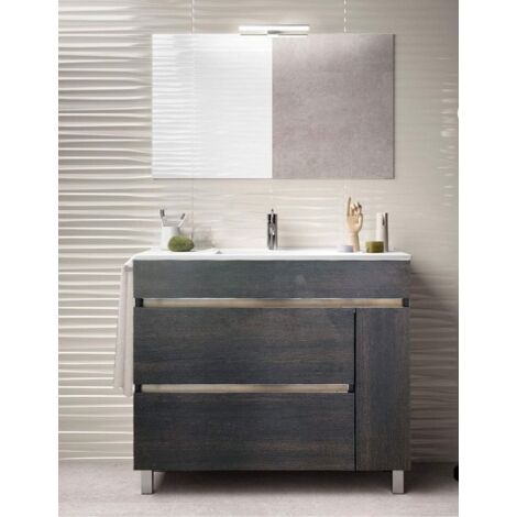 Mobile bagno HEMERA con lavabo, specchio e portasciugamani 80CM Marrone