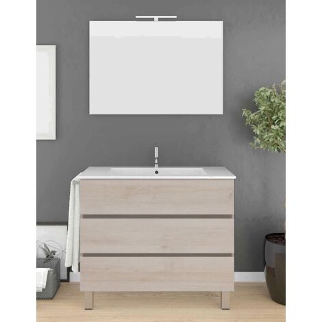 Mobile bagno ARAE con lavabo, specchio e portasciugamani 70CM Crema