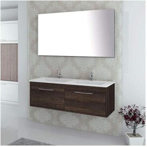 Mobile bagno ENIF con lavabo, specchio e portasciugamani 120CM Marrone
