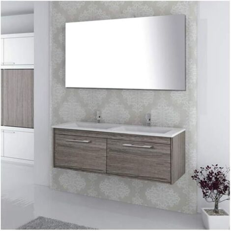 Mobile bagno ENIF con lavabo, specchio e portasciugamani 120CM Grigio cenere