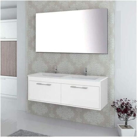 Mobile bagno ENIF con lavabo, specchio e portasciugamani 120CM Bianco