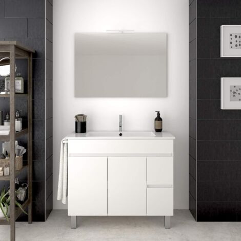 Mobile bagno TEMIS con lavabo, specchio e portasciugamani 70CM Bianco