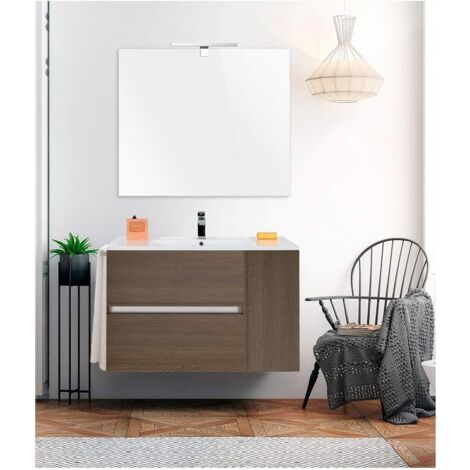 Mobile bagno GEA con lavabo, specchio e portasciugamani 100CM Marrone