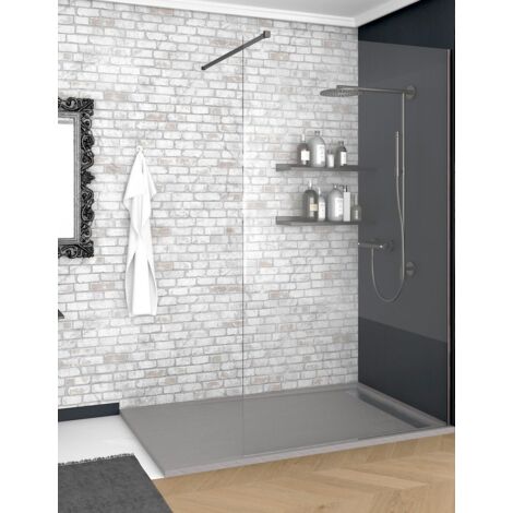 Piatto doccia in Marmoresina griglia laterale. Tutto massa. effetto pietra Grigio chiaro, 70X120 Ral 7037 (1/4)