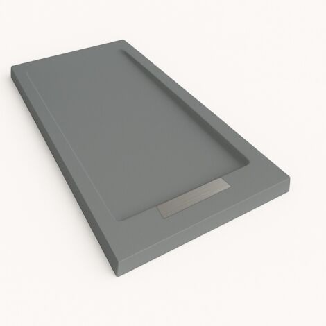 Piatto doccia Steen con bordo colore Grigio cemento RAL 7005 80x90cm griglia Acciaio (1/5)