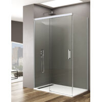 Cabina doccia angolare ALLSTONE BASIC 1+1 Con lato fisso da 8 mm, senza profilo inferiore da 6 mm in alluminio. profilo Bianco 180x80 cm vetroTransparente