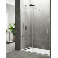 Cabina - Box doccia anteriore ALLSTONE KERES 1+1, senza profilo inferiore o superiore, Vetro da 8 mm 130-135 cm barra di stabilizzazione Perpendicolare