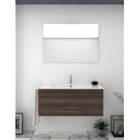 Set da bagno sospeso Firenze cassetti - 8 colori diversi - 14 misure - Include mobile, lavabo e specchio - Frassino Tea 60x35Cm