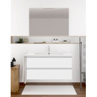 Set da bagno Ibiza 2 cassetti - 8 colori diversi - 15 misure - Include mobili, lavabo e specchio - Bianco Lucido 120x45Cm 1 Seni