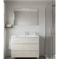 Mobile Bagno BALDER Già Montato 3 cassetti con piedini, lavabo e specchio Bianco nordico 60x35 cm