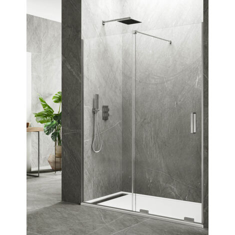 ALLSTONE KERES 1+1 Duschabtrennung ohne Unter- und Oberprofil 95-100 cm Senkrecht Stabilisierungsstange (1/4)