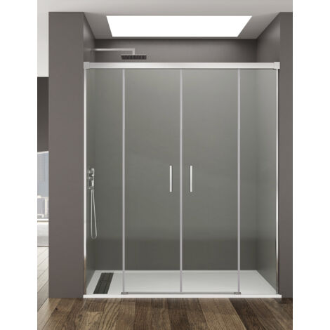 ALLSTONE BASIC Duschabtrennung 2+2 ohne Bodenprofil 5 Farben 2 Glasarten 6mm in Aluminium Chrom-profil 162-172 cm Transparentes glas (1/4)
