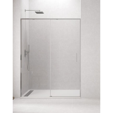 ALLSTONE CETUS Duschwand - 1+1 Frontduschabtrennung ohne Unterprofil 115-120 cm Chrom Profil (1/4)