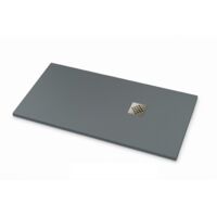 Duschwanne Ardesia extraflach Farbe Zementgrau RAL 7005 100x170cm Abdeckung aus Edelstahl