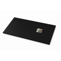 Duschwanne Ardesia extraflach Farbe Schwarz RAL 9005 75x90cm Abdeckung aus Edelstahl