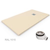 QUARZ Duschtasse aus extraflachem Harz, Ventil und Geschenkgitter, Beige Ral. 1015 100X170CM