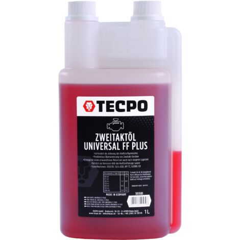 TECPO Zweitaktöl Universal 2-Takt FF Plus 1 Liter, teilsynthetisch, mit Fuel Fresh, für Gemisch & Getrenntschmierung, ideal für Motorsäge, Rasenmäher, Mofa, JASO FD, ISO-L-EGD, API TC, 1:50 mischbar