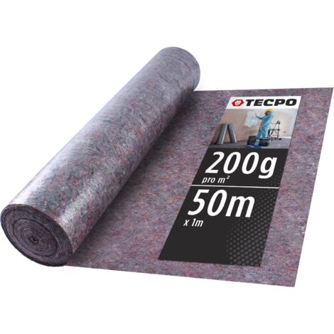 TECPO Abdeckvlies Malervlies 50m Schutzvlies 200g/m² Anti-Rutsch Vlies-Rolle