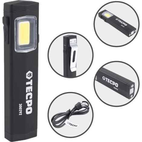 TECPO Mini LED Taschenlampe Inspektionsleuchte Werkstattlampe 500 Lumen - sehr leichte Handlampe mit langer Leuchtdauer und Leuchtweite