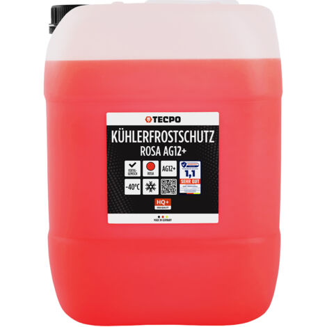 TECPO Kühlerfrostschutz G12+ 20 Liter gebrauchsfertig -40°C Frostschutzmittel für Kühlsysteme Korrosionsschutz Kühlmittel Überhitzungsschutz