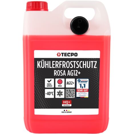 TECPO Kühlerfrostschutz rot G12+ Antifreeze -40°C Frostschutz rosa Kühlmittel 5L