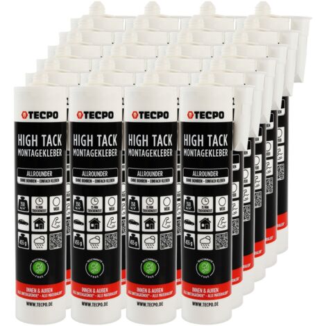TECPO High Tack Montagekleber, 24x 455g zum Kleben, Dichten und Montieren Baukleber für Innen-und Außenbereich MS-Polymer Baukleber mit starker Anfangshaftung für Bauteile Kleben statt Bohren (1/3)