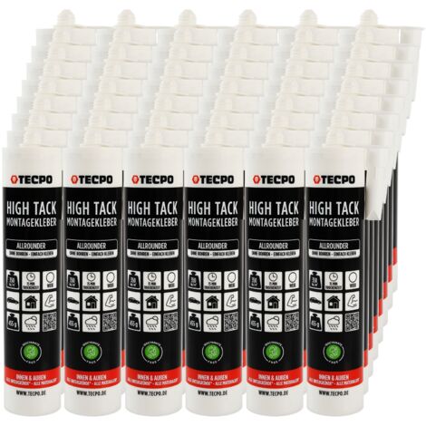 TECPO High Tack Montagekleber, 48x 455g zum Kleben, Dichten und Montieren Baukleber für Innen-und Außenbereich MS-Polymer Baukleber mit starker Anfangshaftung für Bauteile Kleben statt Bohren (1/3)
