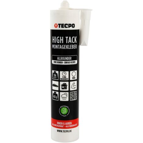 TECPO Allrounder Montagekleber HIGH TACK MS-Polymer 2x 455g Weiß + Skelett Kartuschepresse