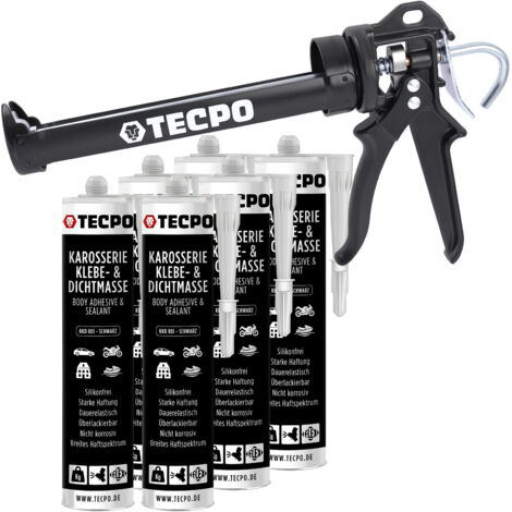 TECPO Karosseriekleber 6x370g Karosserie Kleber und Dichtmasse Klebstoff Dichtmittel silikonfrei dauerelastisch überlackierbar + Profi Kartuschenpresse (1/5)
