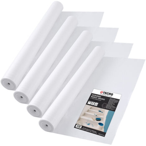 TECPO 4x Abdeckvlies Malervlies 25m Schutzvlies 120g/m² Anti-Rutsch Vlies-Rolle selbstklebend Bodenschutz Treppenvlies