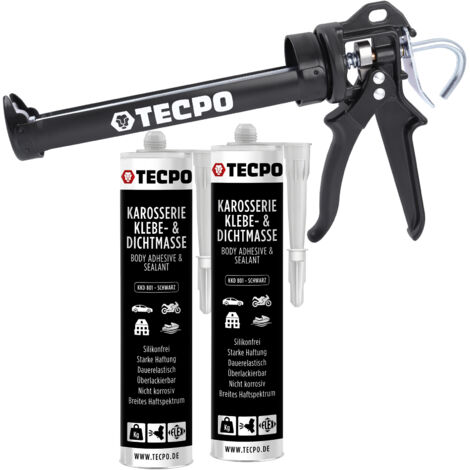 TECPO Karosseriekleber 2x370g Karosserie Kleber und Dichtmasse Klebstoff Dichtmittel silikonfrei dauerelastisch überlackierbar + Profi Kartuschenpresse (1/5)