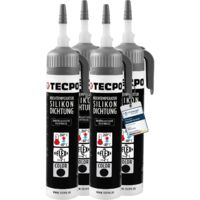 TECPO Hochtemperatur Dichtstoff Dichtmasse, 4x200 ml Silikon Dichtung dauerelastisch Schwarz hitze- und wasserbeständig Silikondichtmasse