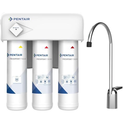 Pentair – Filtre à eau sous évier 3 étapes – Cartouches encapsulées – Réduction du plomb – Installation rapide par clipsage – Durée de vie 2555L - F3000-b2m (1/5)