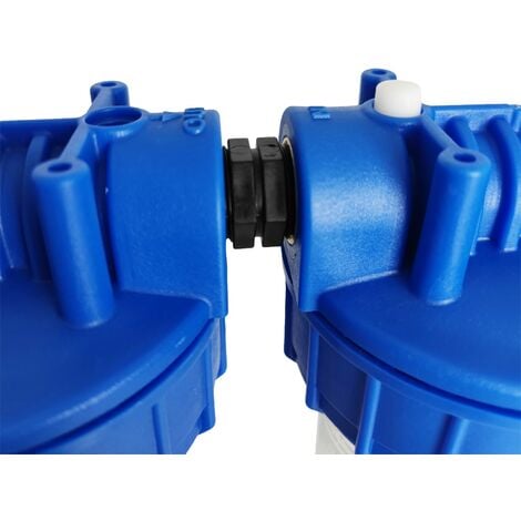 Double Porte Filtre à Eau 9 pouces 3/4 avec Cartouche  20µm Raccord 3/4 pouces  - 20/27 Filtre Domestique Fabriqué en France