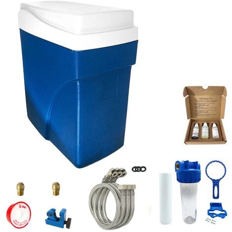 Adoucisseur d'eau sans électricité 1000 L/h 1 à 4 personnes Simplex Ultra Compact Complet avec Kit d'installation