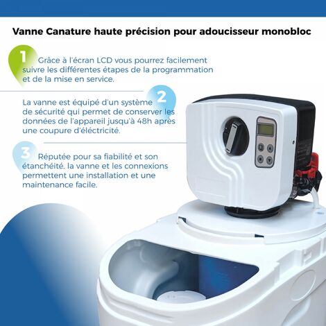TOODO - ADOUCISSEUR D'EAU SANS ÉLECTRICITÉ 3,3L 1000 L/H 2 À 4 PERSONNES COMPLET