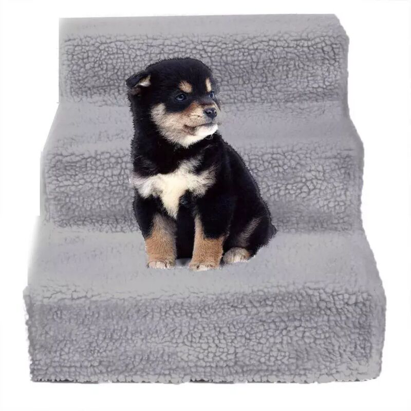 Escalier 3 Marches Galatée Pour Petit Chien – Mousse Haute Densité – Housse Lavable – Gris