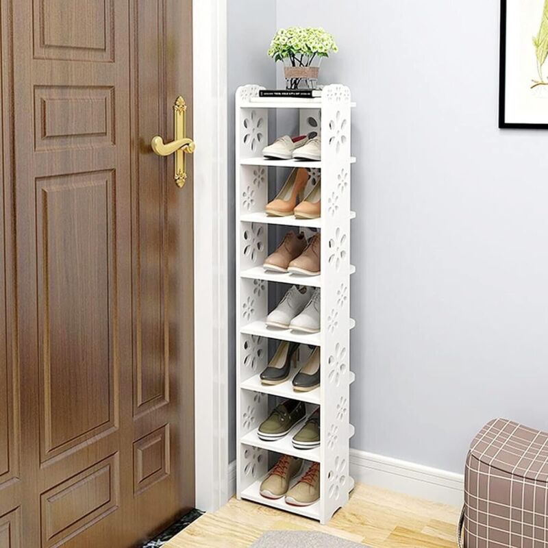 YUENFONG Étagère DIY, Meuble à Chaussures à Porte Transparente en Plastique Range-Chaussures Peu encombrants pour Chaussures Jouets Vêtements (Type F, 163 × 32 × 124 cm