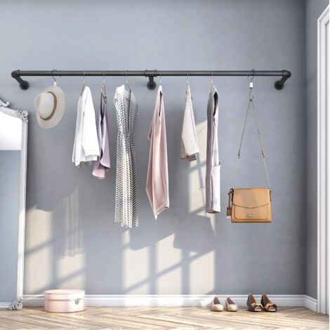 Tringle à Vêtements Rectangle Natural Goods Berlin - Montage Plafond Facile, Barre Industrielle Noire, Penderie 60x90 Cm
