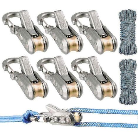 Lot de 6 tendeurs de corde pour paracorde – Outil de fixation sans nœud avec rouleau et boucle de réglage pour le camping et les activités nautiques.