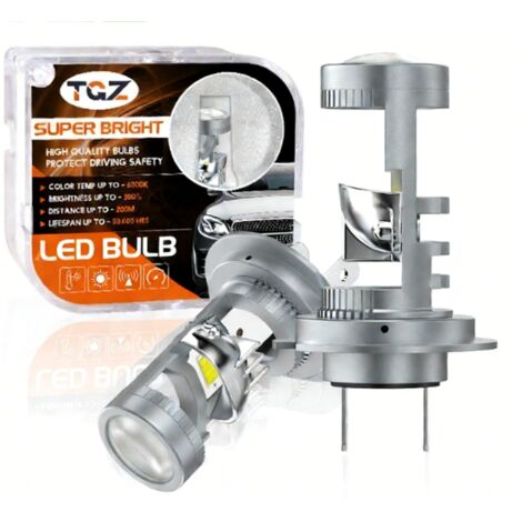 Lentilles de projection LED doubles H7 pour phares automobiles, adaptées à l'éclairage LED automobile, aux phares turbocompressés et aux ampoules de feux de route et de croisement 12V (paquet de 2).