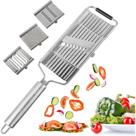 Éminceur légumes 4 en 1 en acier inoxydable avec 4 lames réglables, râpe, coupe-légumes manuel portable, outil de cuisine multifonction, idéal comme cadeau de Noël et Nouvel An