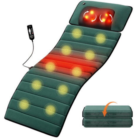 Tapis de Massage Électrique Pliable pour Tout le Corps, Coussin Massant avec Fonction Chauffante, Mousse à Mémoire de Forme, pour Nuque, Dos, Épaules et Hanches, 155x50cm (1/5)