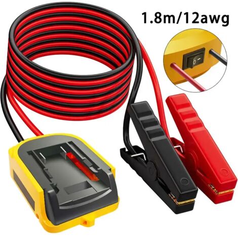 Câbles de démarrage auto pour batterie DeWalt 18V/20V DCB. Démarrage simple, adapté moteurs essence et diesel. Cuivre résistant, sans batterie, parfait pour berlines et SUV. (1/5)