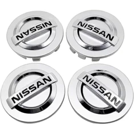 Quatre enjoliveurs de roue argentés de 60 mm/2,36 pouces, compatibles avec Nissan (60 mm argenté).